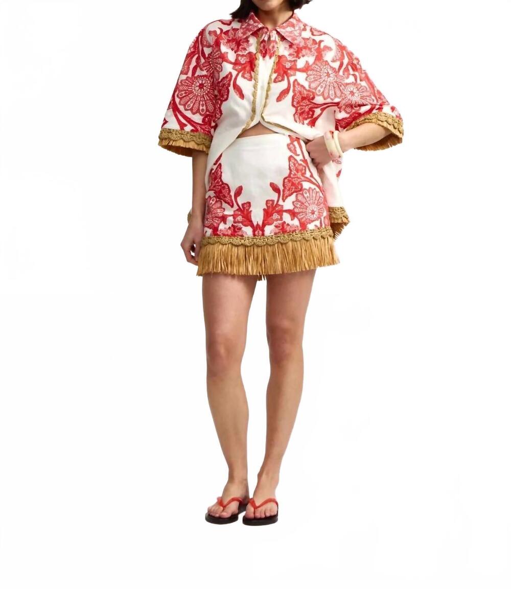 NEW ASTON STUDIO amity mini skirt in ruby antique